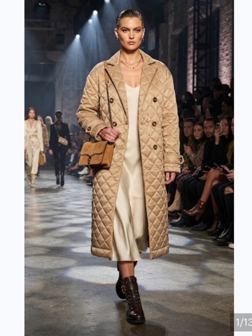 Rebecca Minkoff Double Breasted
Quilted Long Tan Duster Coat sz L Minimalist